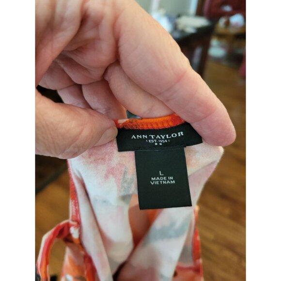 Vintage y2k Ann Taylor  Floral Babydoll Tank Sz L Tropical Vacation Summer Retro - Picture 6 of 6